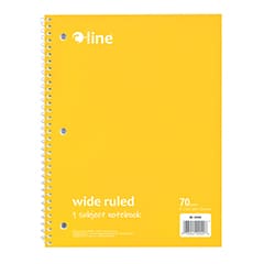 Spiral Bound Notebook - Yellow Wide Ruled