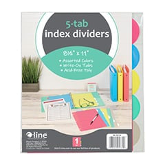 Plastic 1-Pocket Dividers, 5-Tab